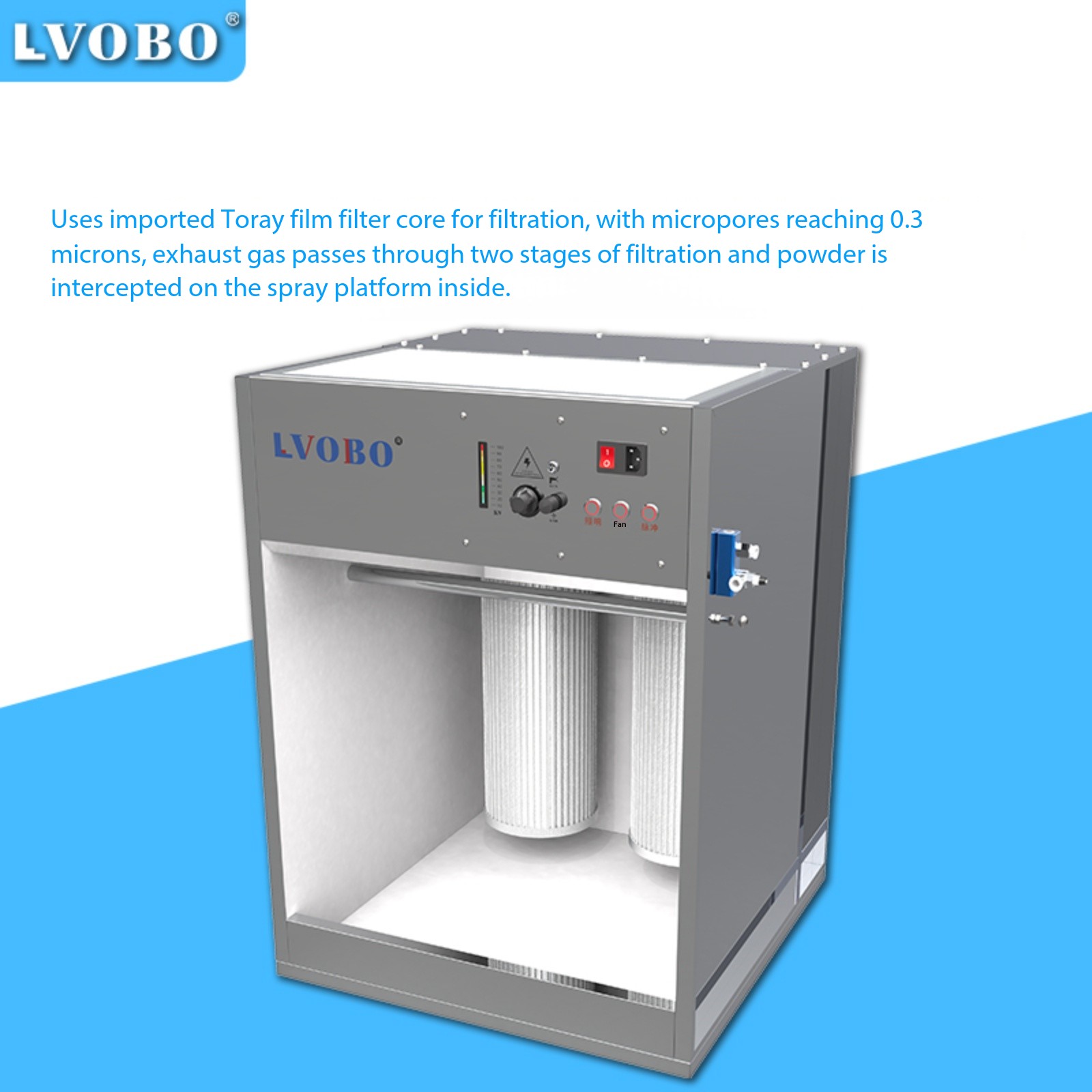 Powder extraction system with HEPA filter