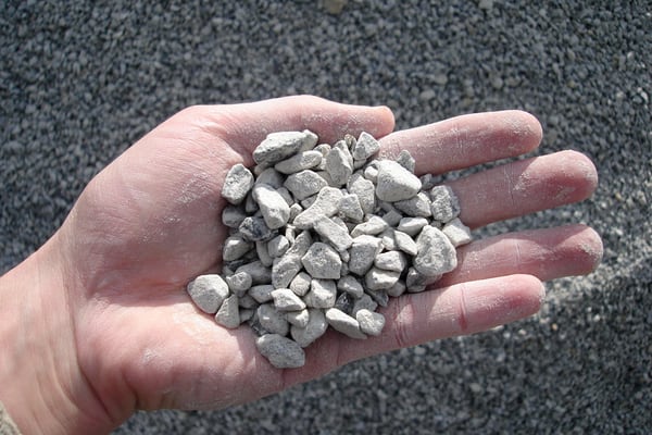 Limestone aggregate illustrating construction material particle classification