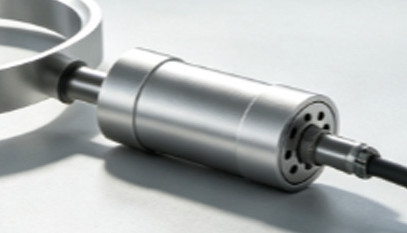 Matched cylindrical ultrasonic transducer connected to the sieve frame and cable